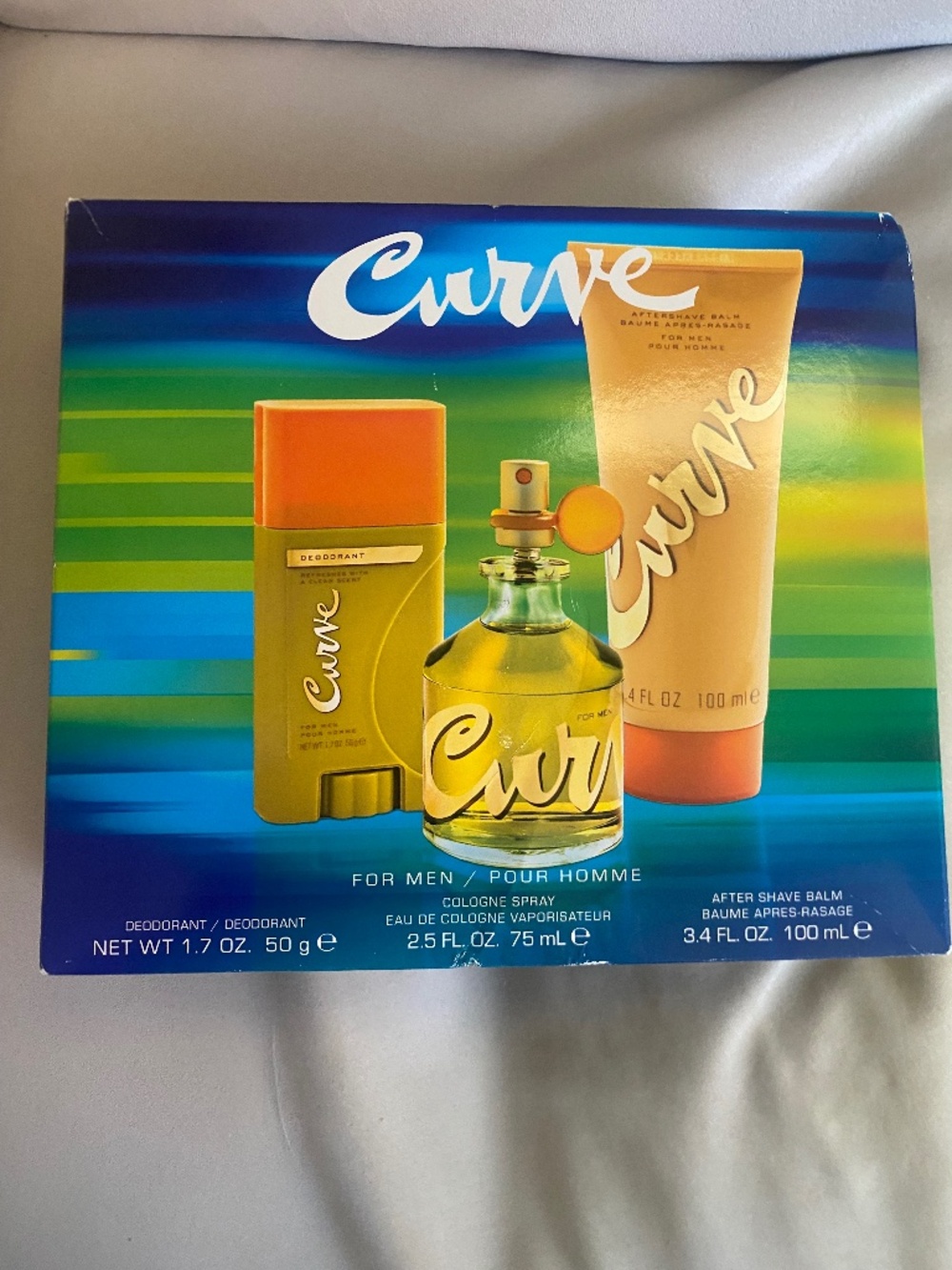 NWT Curve Colonge Spray, Deodorant and After Shave Balm Set